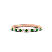french-pave-half-eternity-0.25-carat-diamond-band-with-emerald-in-rose-gold-FD9331ROBGEMGR-0.25CT-NL-RG